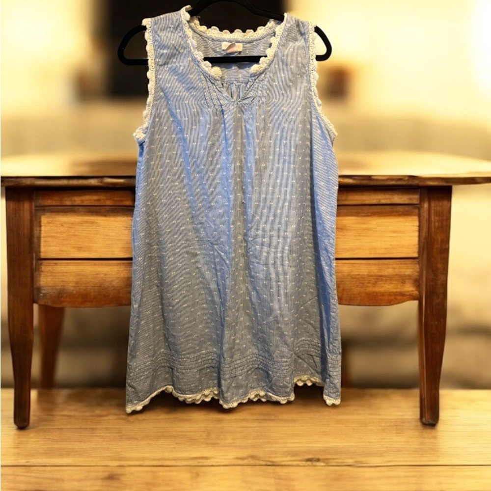 Shabby Chic Nightgown Womens L Floral Sleeveless Lace Boho Cottagecore Dress